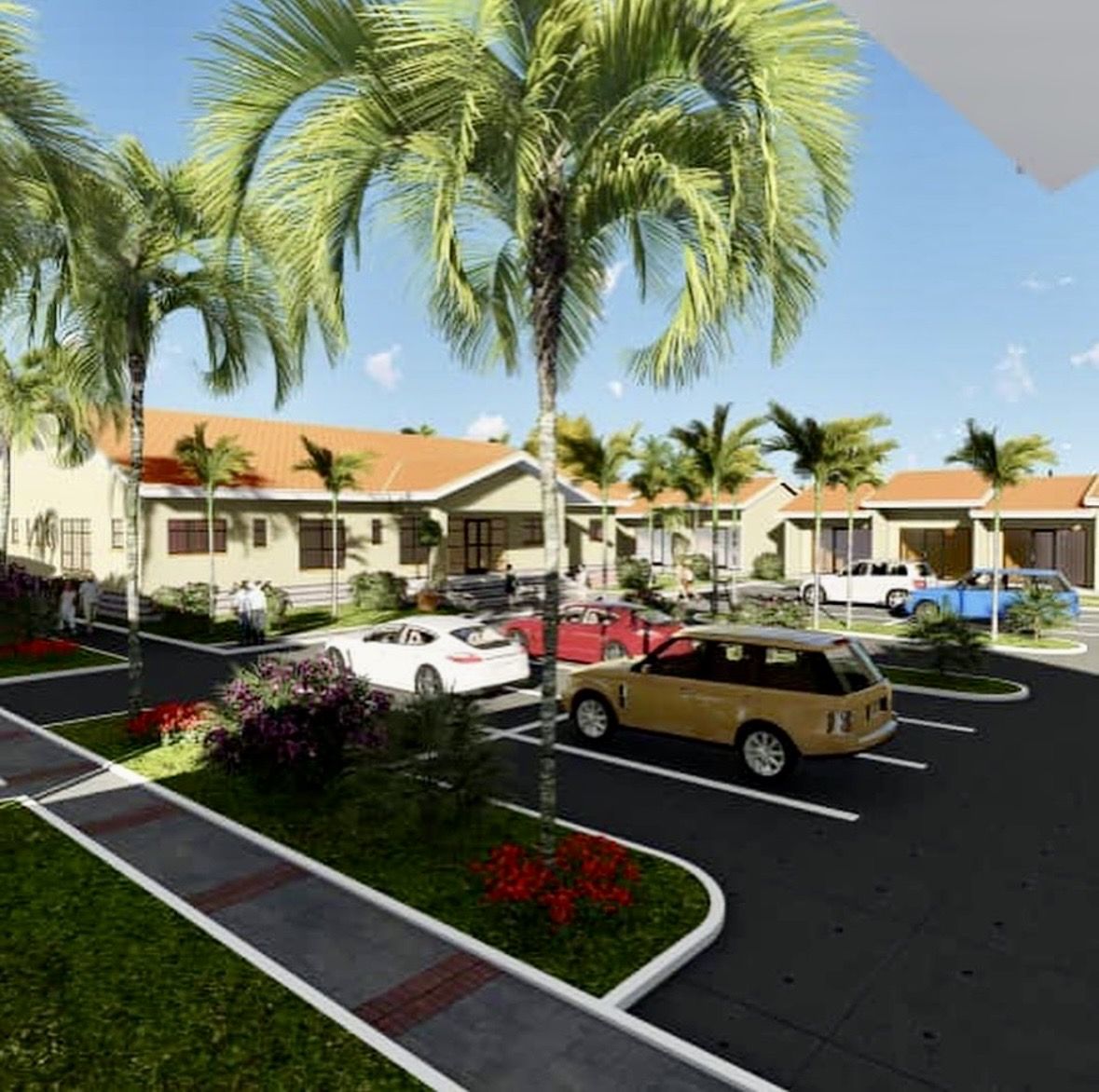 Design visualisation: landscaped parking and walkways